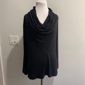 Natori Women's medium black Pullover Cowl Neck Turtleneck Blouse With Stretch M